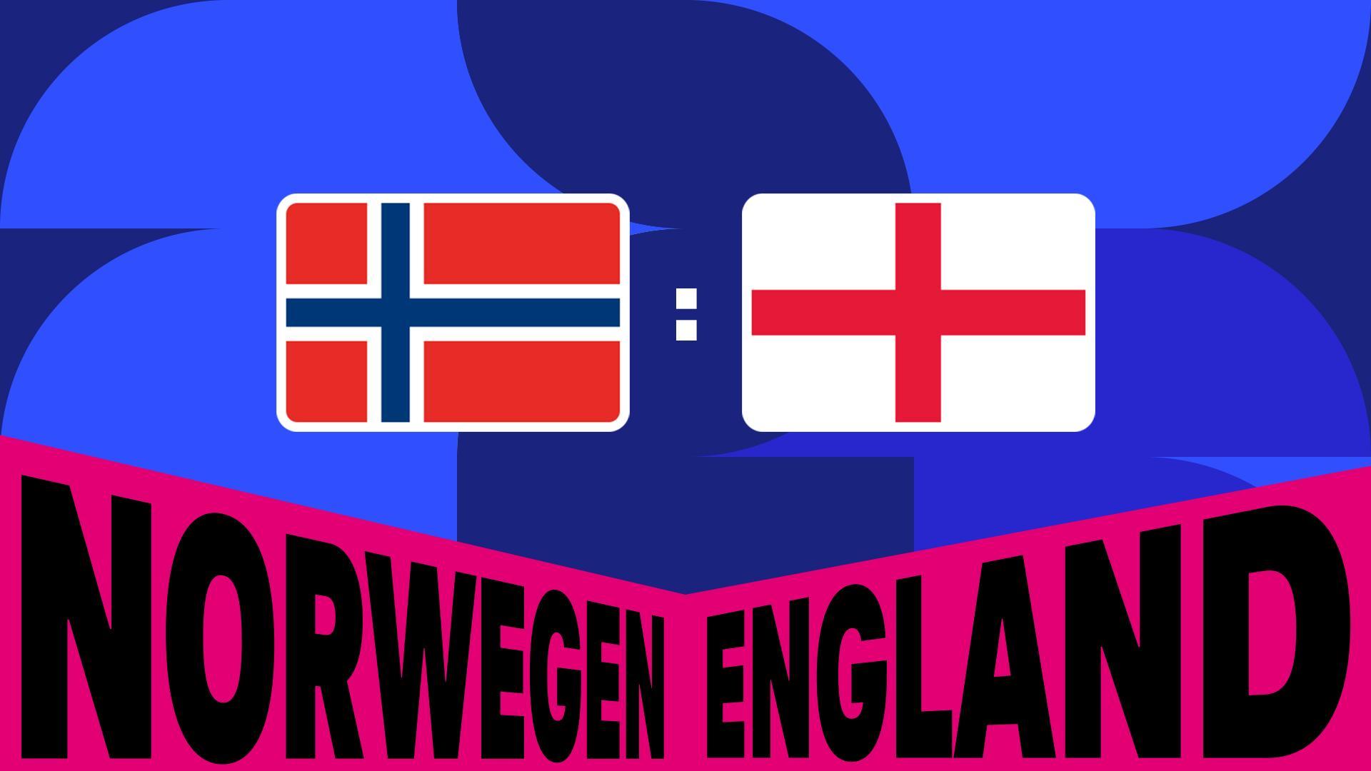 Werbegrafik mit den Flaggen von Norwegen und England.